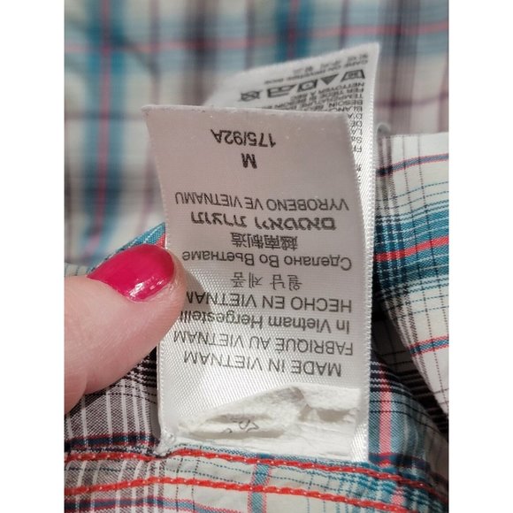 Marmot Men Northside Checkered Shirt Size Medium Short Sleeve Plaid Blue Red - Picture 6 of 9